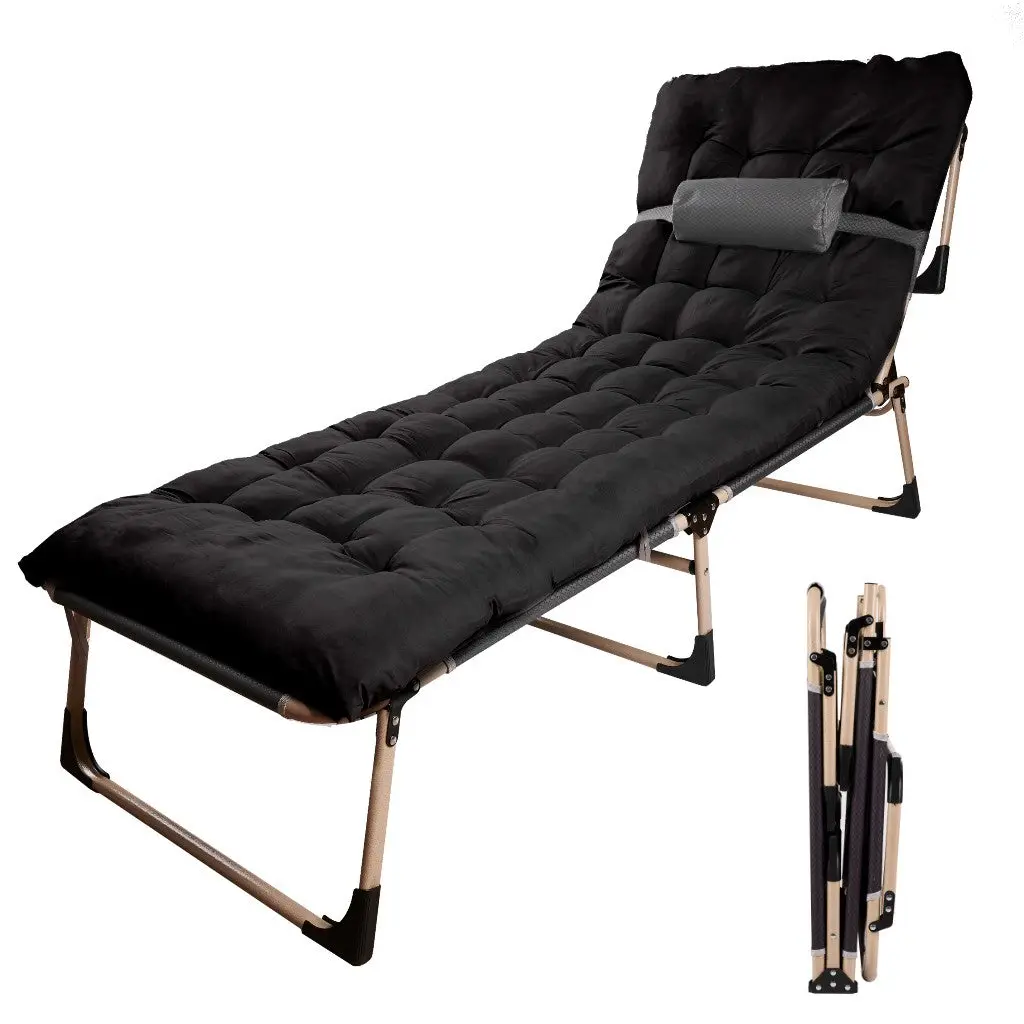 Lit de camping avec oreiller 193 cm noir