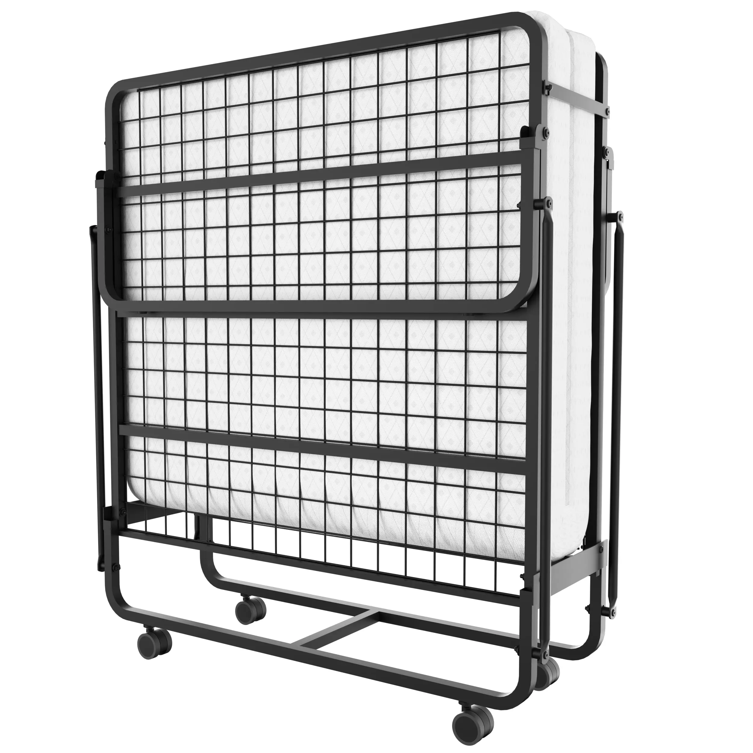 Lit Pliant 1 Personne 90×190 cm Avc Matelas en Mousse de 10cm, Charge 300 kg