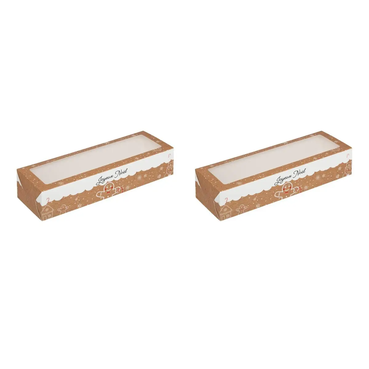 Lot de 2 Boîtes Pour Bûches «Noël» 31cm Beige