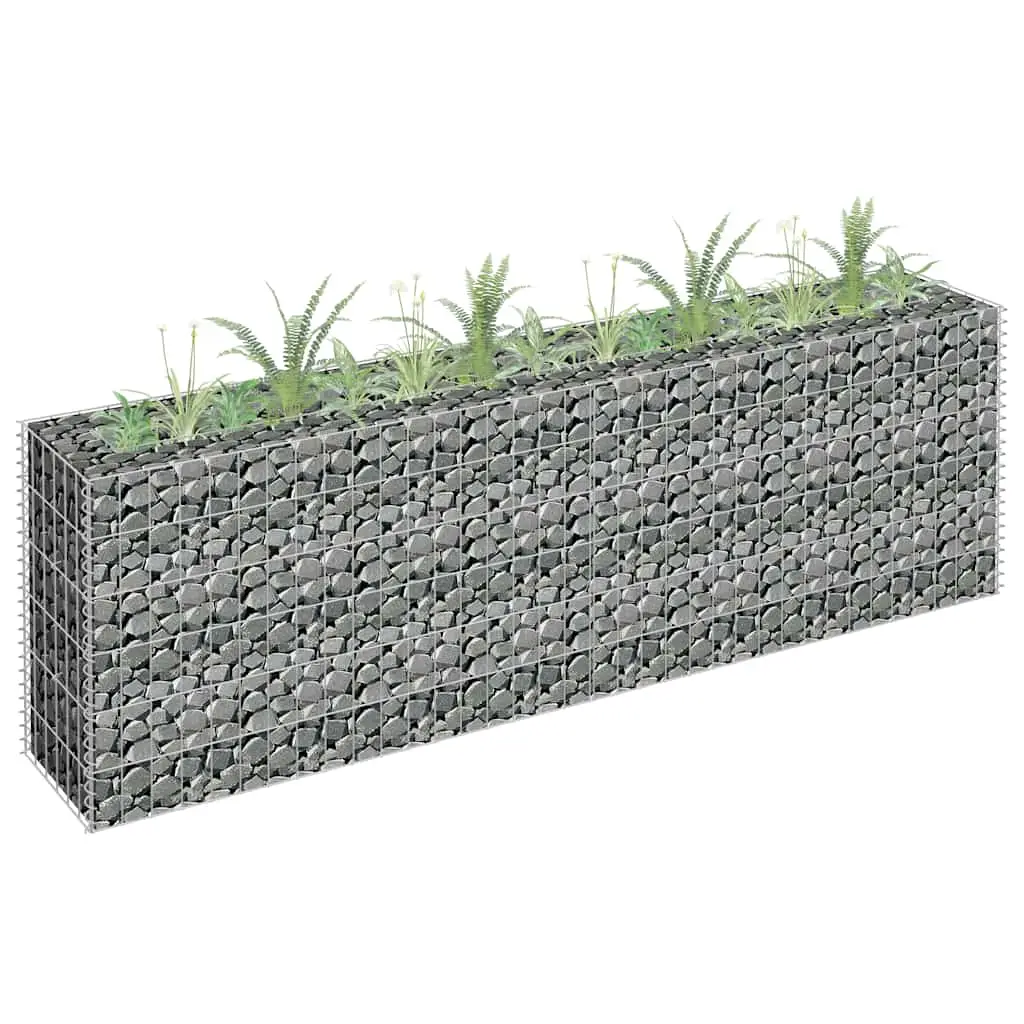 Lit surélevé à gabion acier galvanisé argenté 180 x 30 x 60 cm – PANGIVO