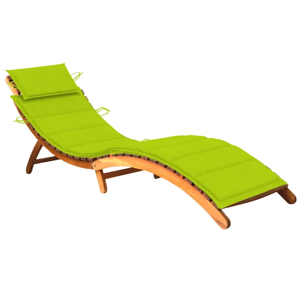 Lit de Jardin Incurvé Bois Acacia Massif & Coussin Vert Vif – ComfortXL Outdoor Living