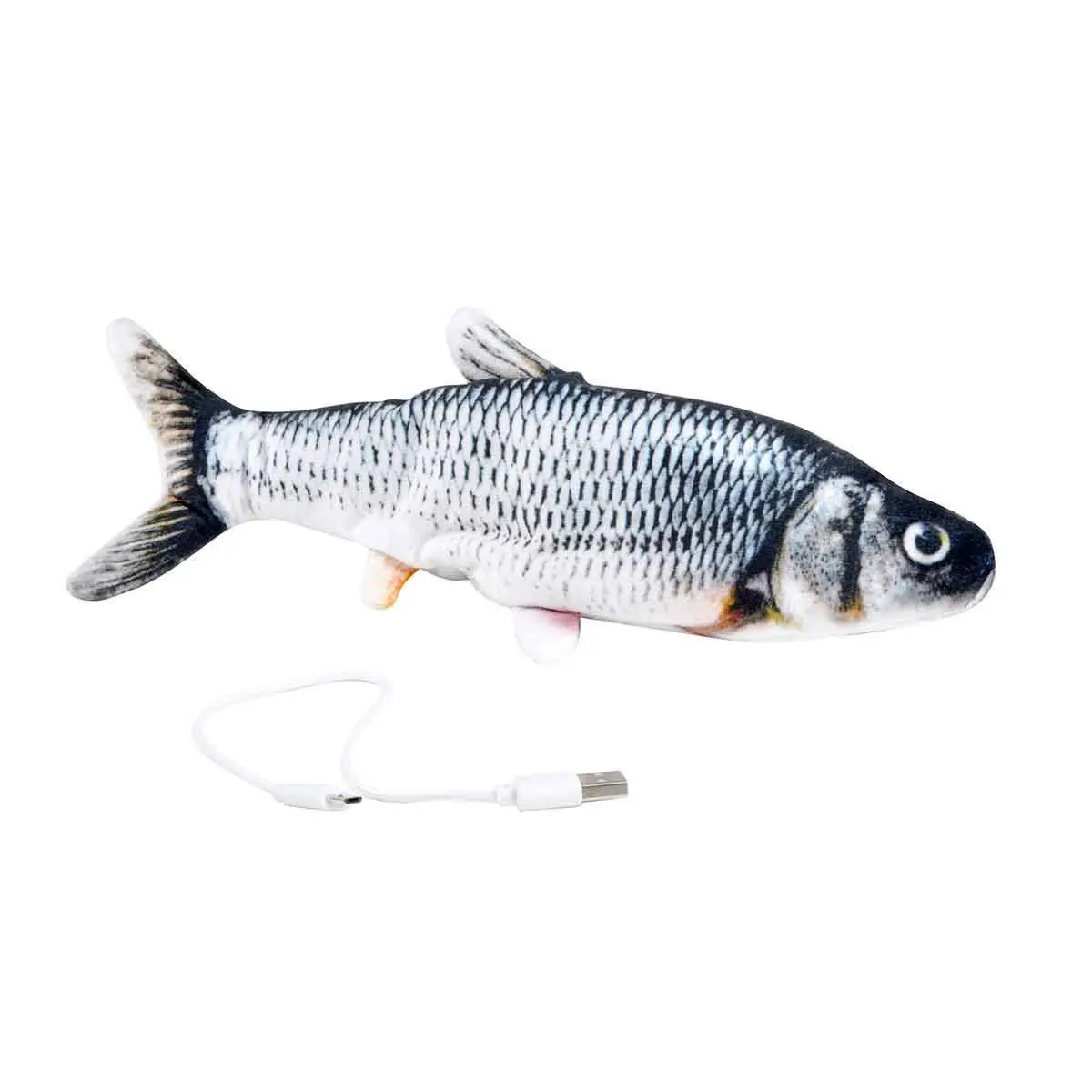 Jouet Peluche pour Chat «Poisson Vibrant» 28cm Gris