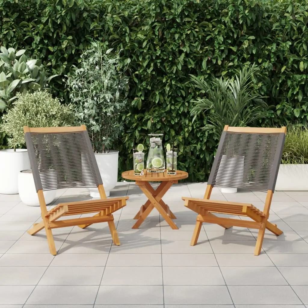 Lot de 2 Chaises de jardin | Chaise d’extérieur gris bois d’acacia et polypropylène
