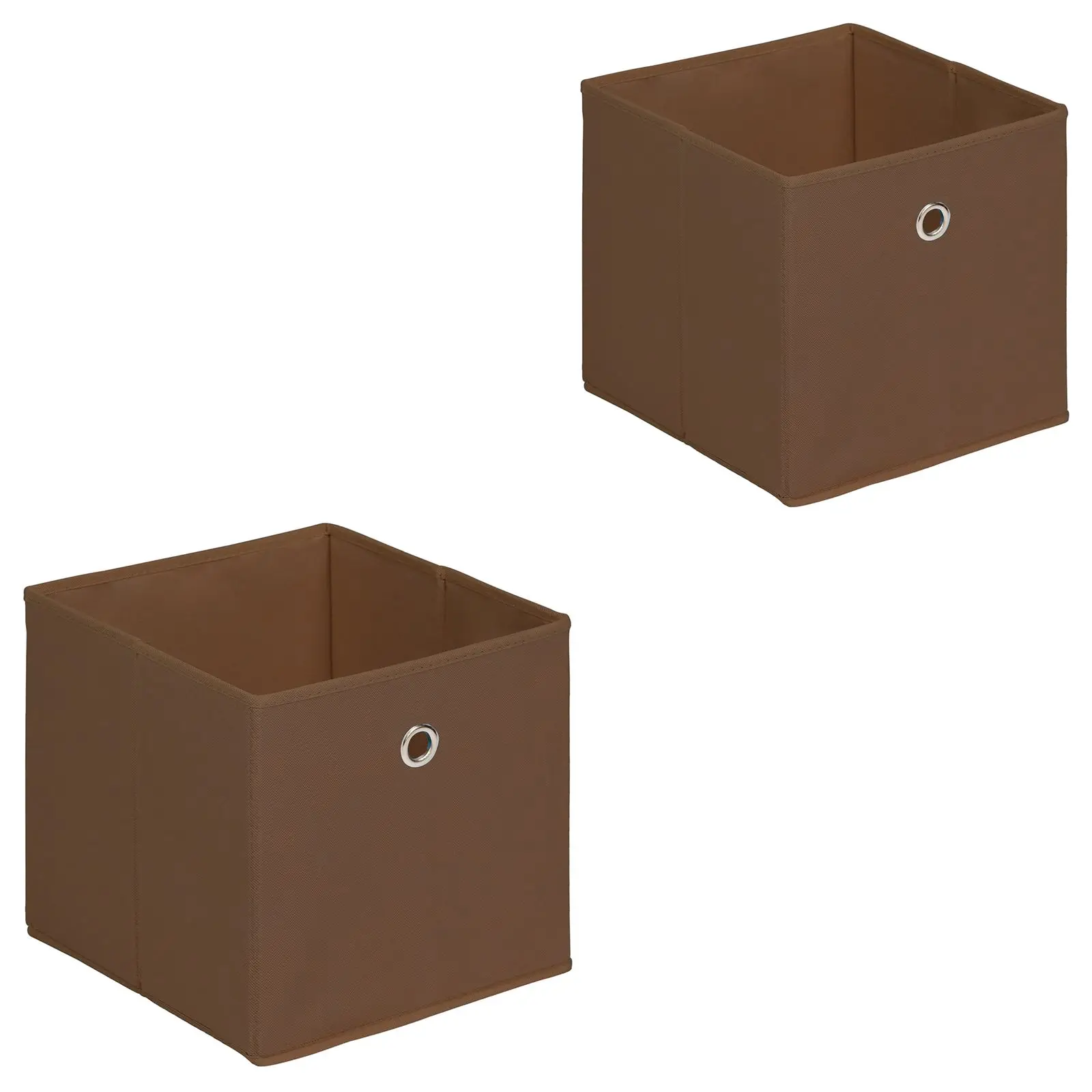 Lot de 2 boîtes de rangement ELA, en tissu brun