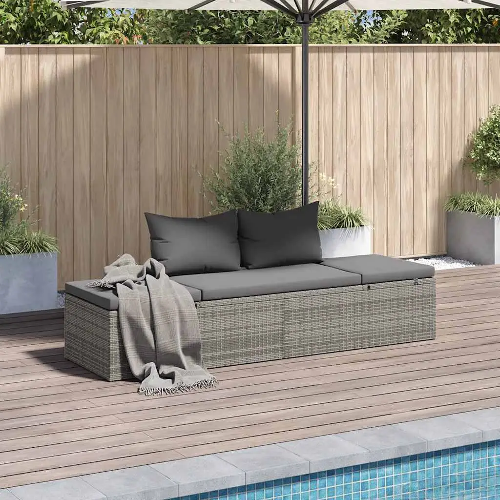Lit de jardin Gris 195×60 cm Résine tressée vidaXL 43955