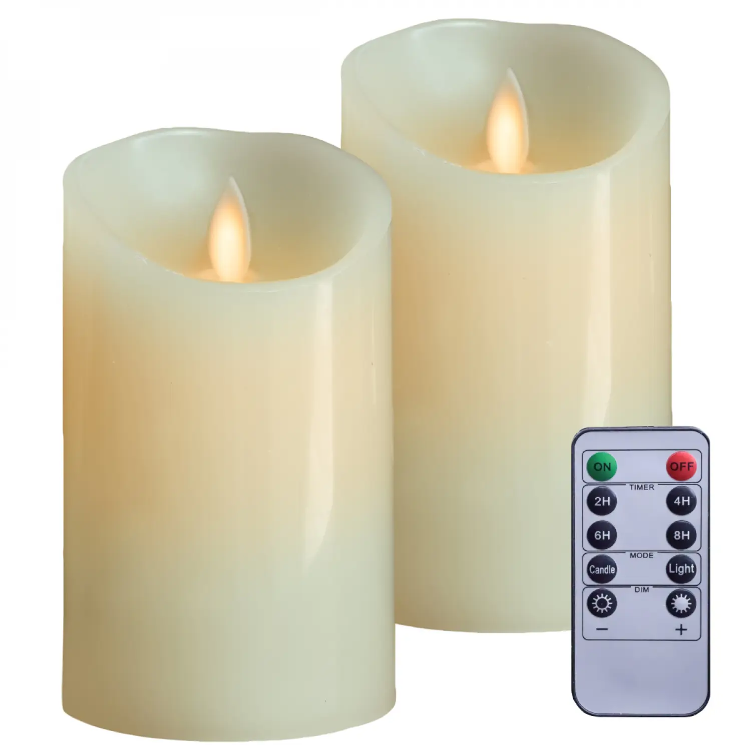 Lot de 2 bougies à LED 12.5 cm en cire avec télécommande, flamme vacillante – Vivezen