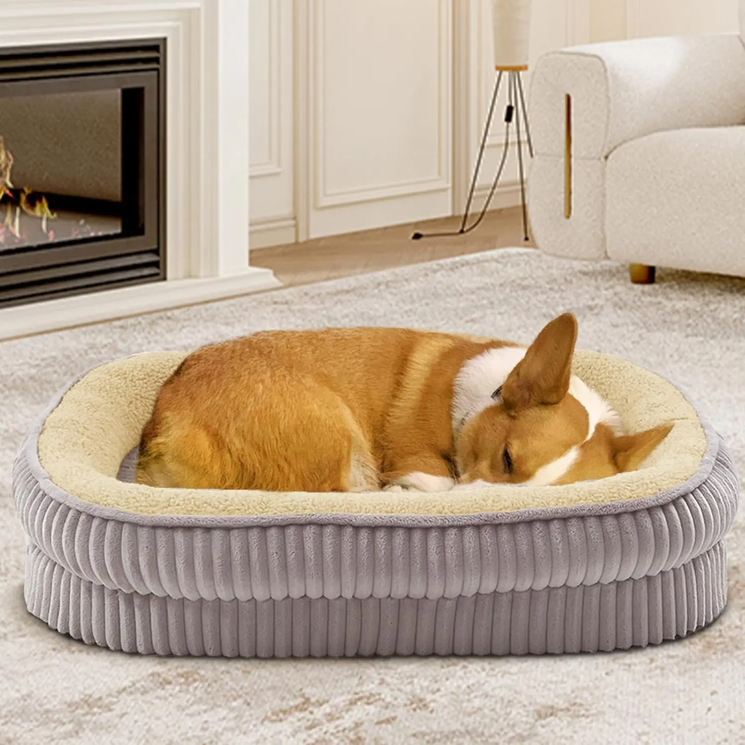 Lit orthopédique pour Chiens de très Grande Taille 61X51X14cm gris