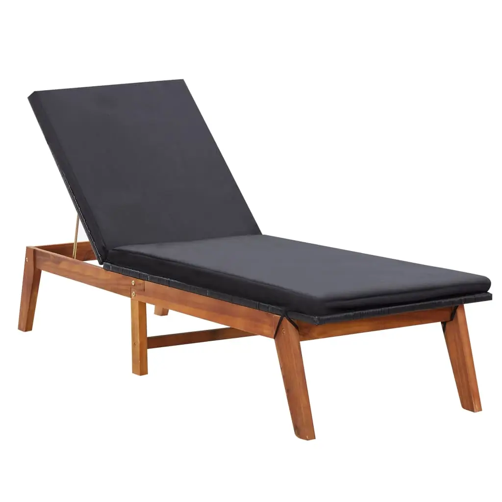 Lit de Soleil Résine Tressée Bois Acacia Coussin Noir – ComfortXL Outdoor Living