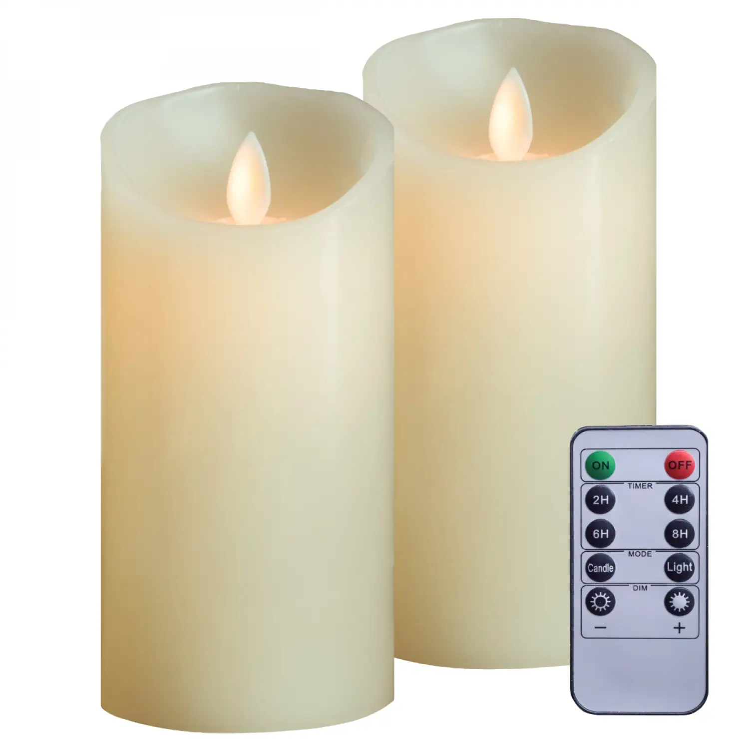 Lot de 2 bougies à LED 15 cm en cire avec télécommande, flamme vacillante – Vivezen