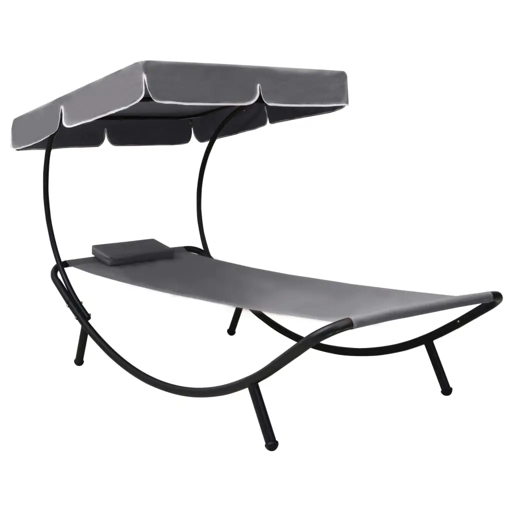 Lit de Repos Extérieur avec Auvent Gris – ComfortXL Outdoor Living