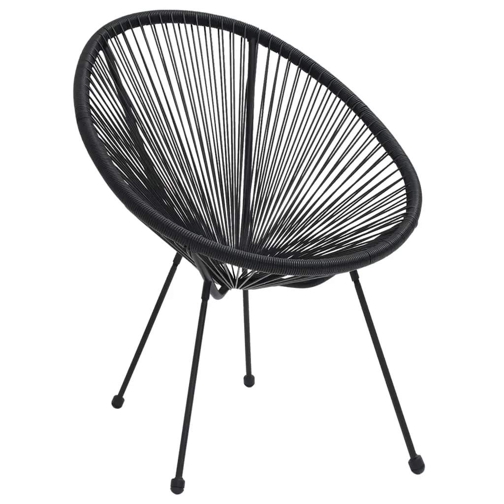 Lot de 2 Chaises de jardin | Chaise d’extérieur en forme de lune Rotin Noir