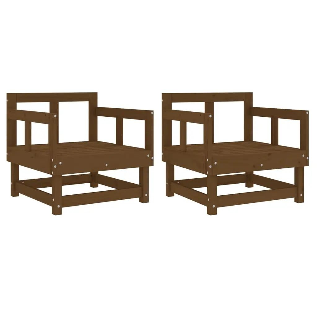 Lot de 2 Chaises de jardin | Chaise d’extérieur marron miel bois massif de pin