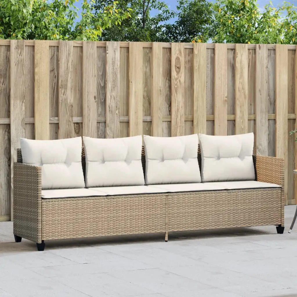 Lit de Jardin Résine Tressée Beige Coussins Crème Style Moderne – ComfortXL Outdoor Living