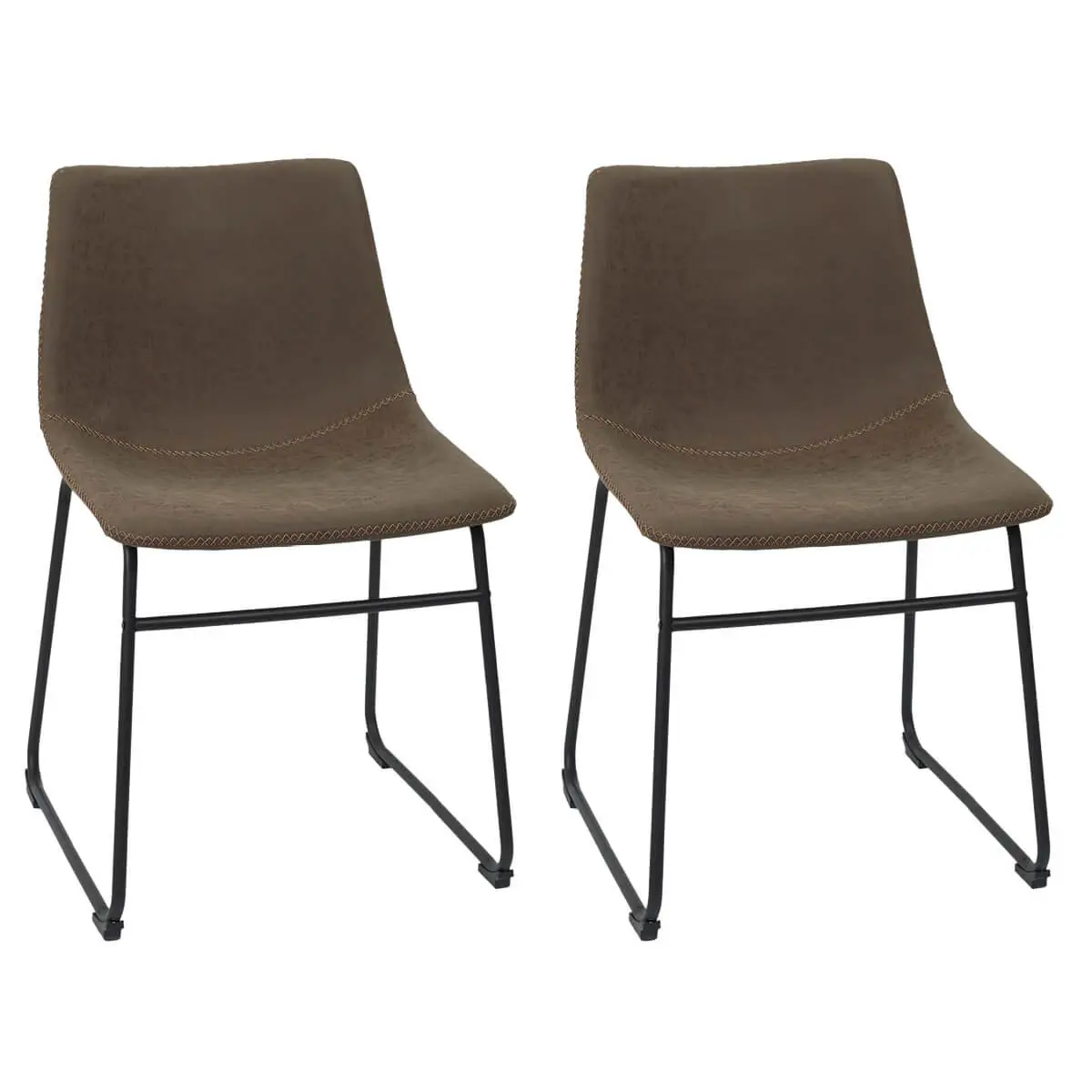 Lot de 2 Chaises Coutures Apparentes Marron – SANDY