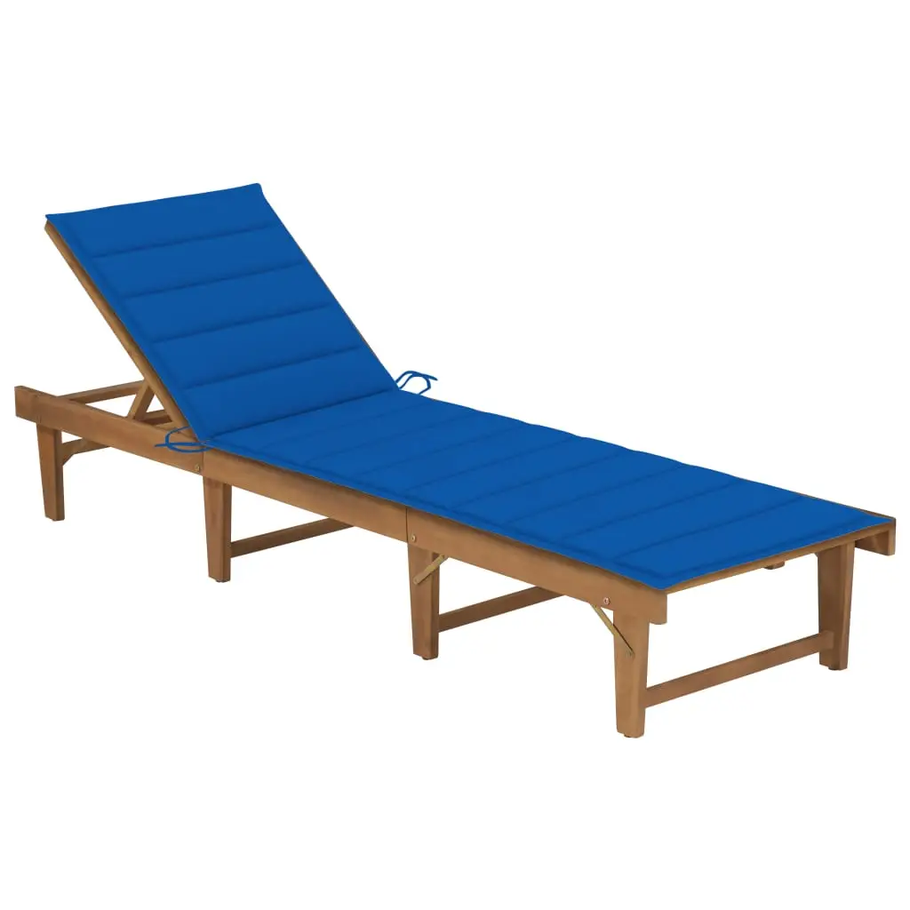 Lit de Relaxation Jardin Acacia Pliable Coussin Bleu Royal – ComfortXL Outdoor Living