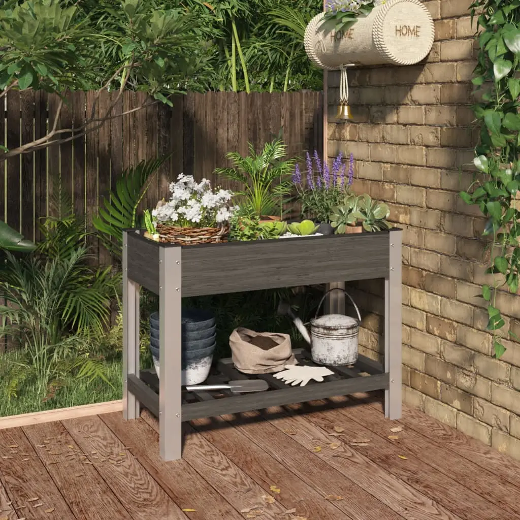 Lit surélevé de jardin avec étagère Gris 100x50x75 cm WPC vidaXL 362569