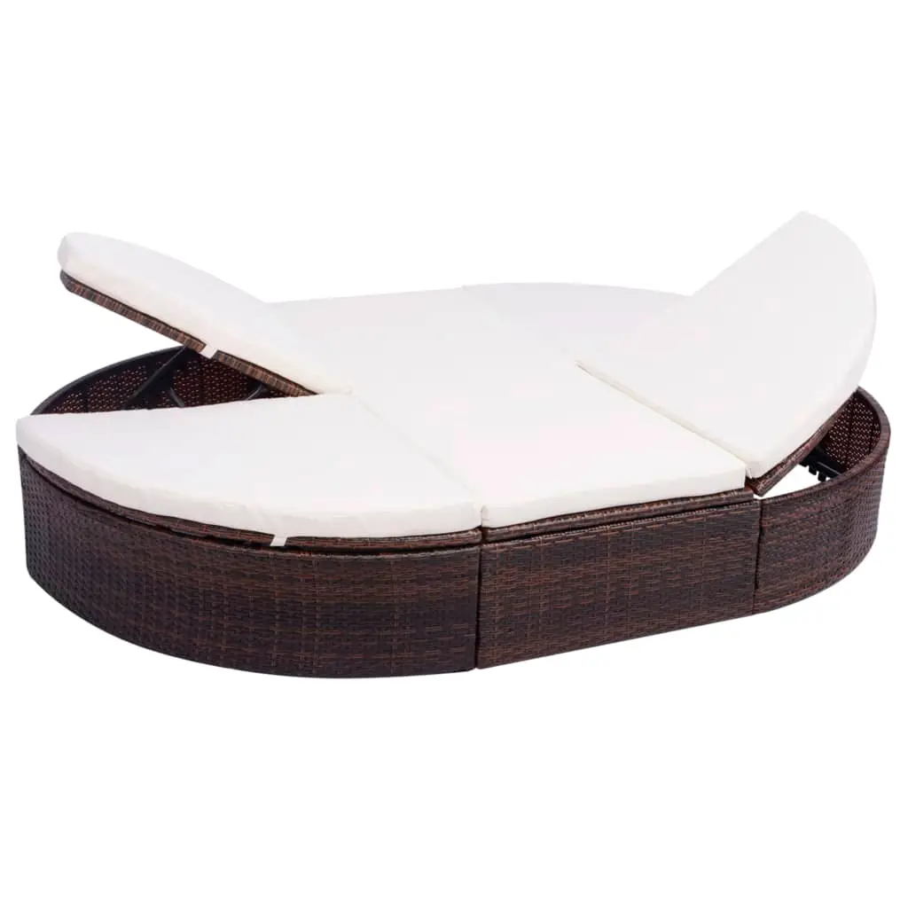 Lit de repos d’extérieur avec coussin Résine tressée Marron vidaXL 42939