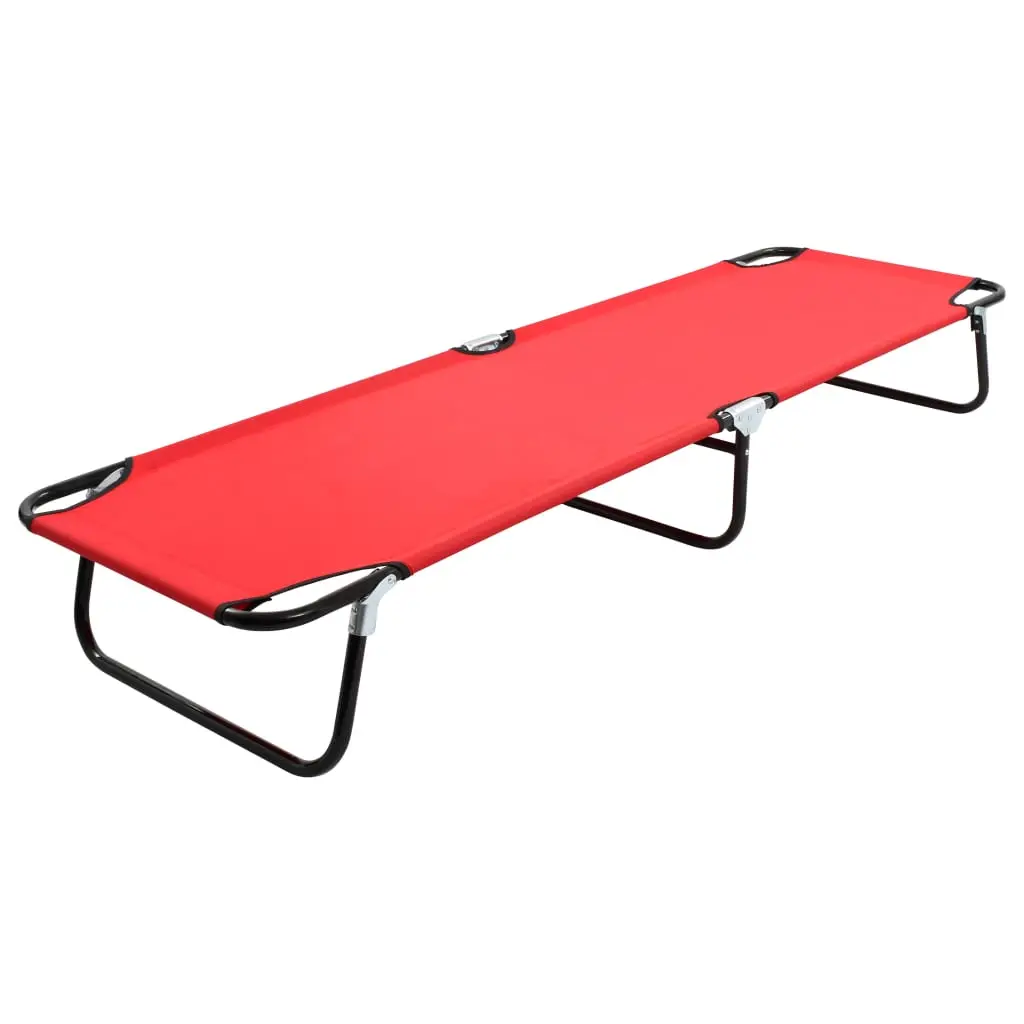 Lit de Camping Pliant Portable Acier Rouge – ComfortXL Outdoor Living