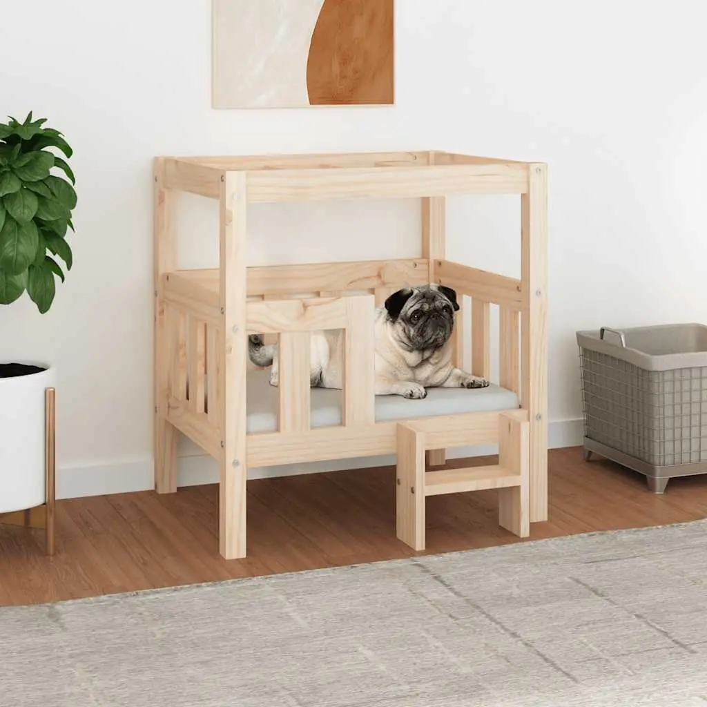 Lit pour chien 65,5×50,5×70 cm Bois de pin solide vidaXL 822372