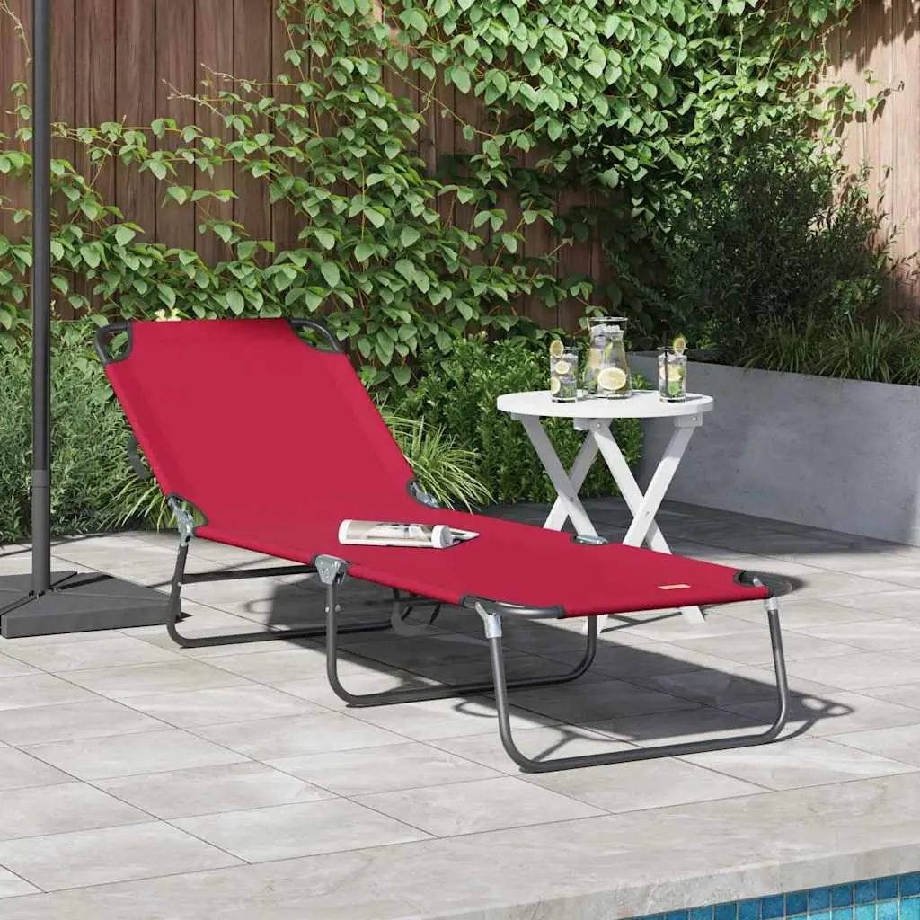 Lit de Soleil Pliant Polyester Inclinable Extérieur Rouge – ComfortXL Outdoor Living