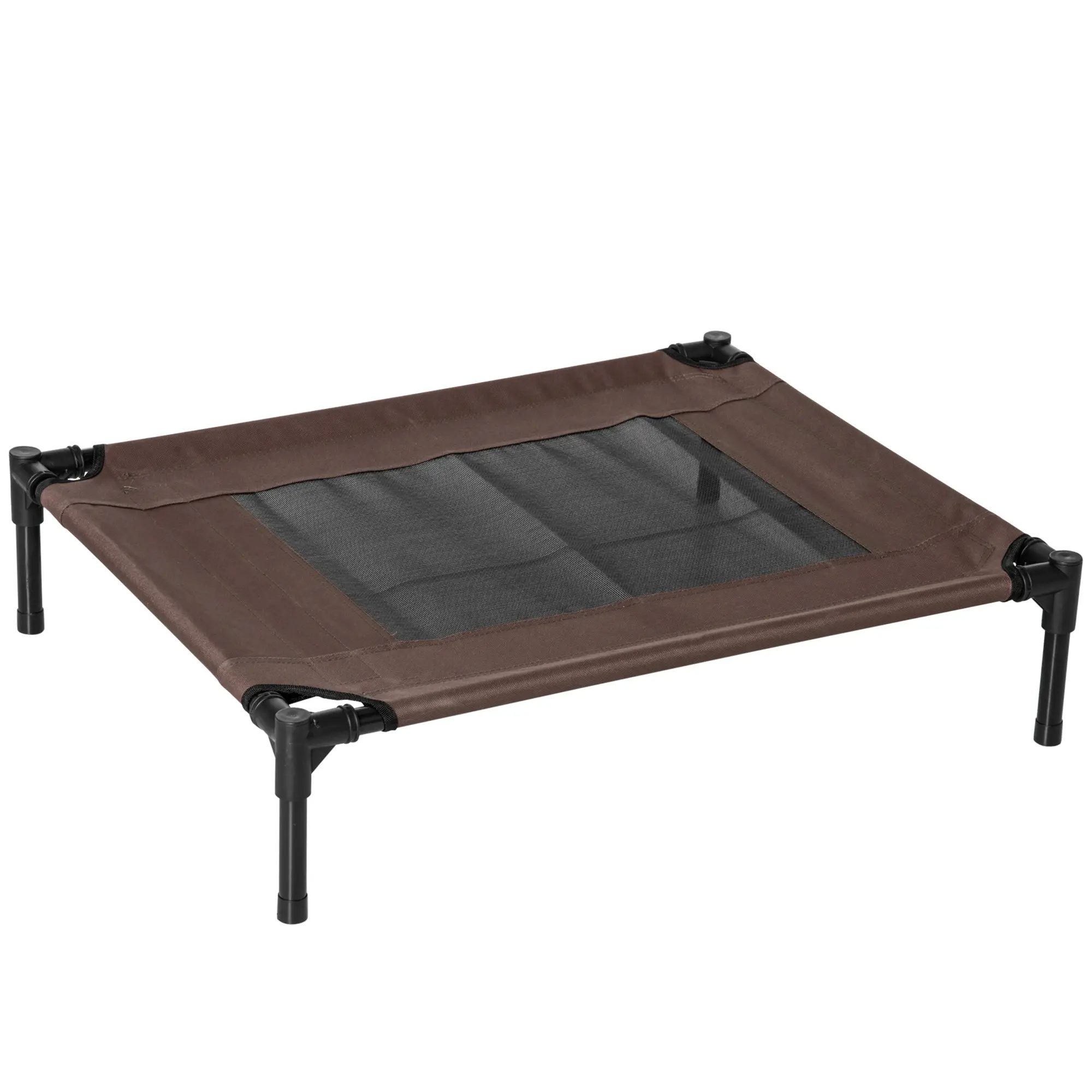 Lit de chien surélevé extérieur 76 x 61 x 18 cm acier et tissu oxford marron – PANGIVO
