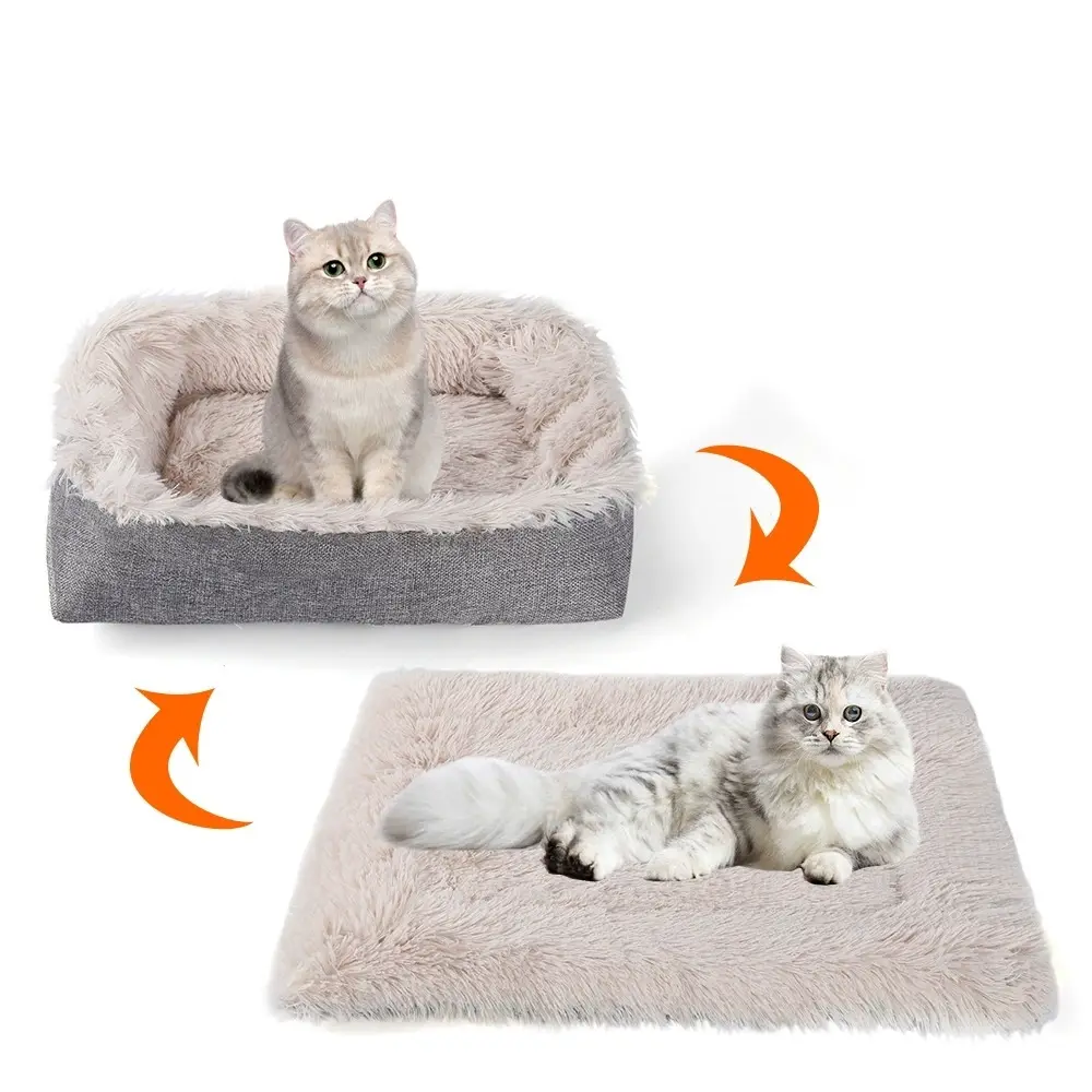 lit et tapis pour chat à double usage Gris 61X51CM IntiMeg