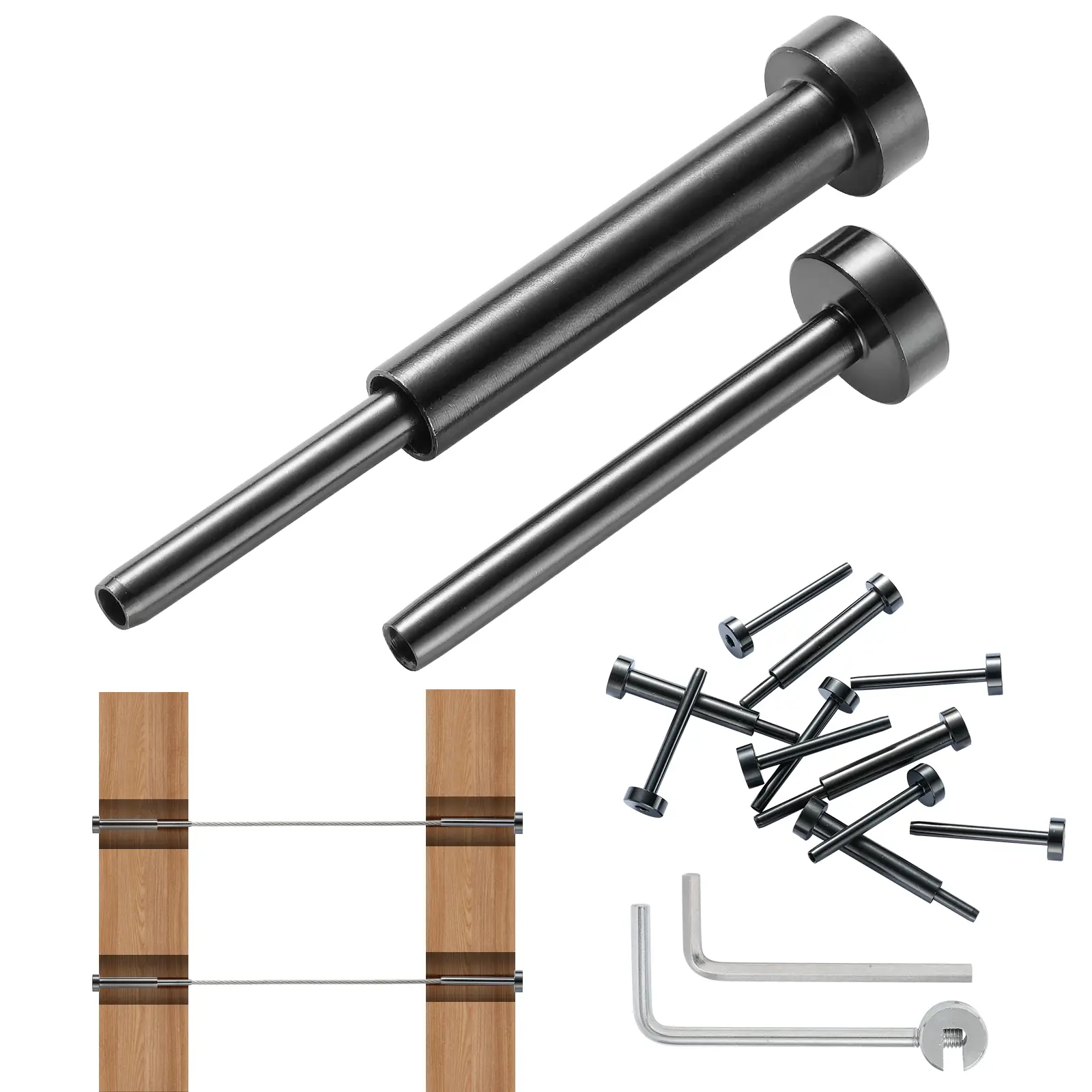 VEVOR Kit garde-corps câble invisible, lot 30, acier inox T316, 1/8″. Noir.