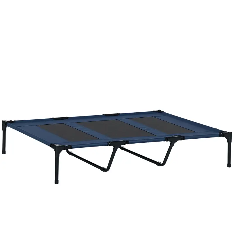 Lit de chien extérieur surélevé pliable 122 x 92 x 23 cm métal bleu et noir – PANGIVO