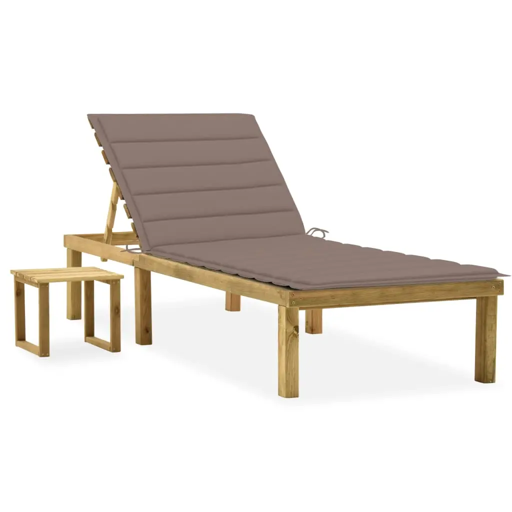 Lit de Soleil Pin Imprégné Table Basse Coussin Taupe – ComfortXL Outdoor Living