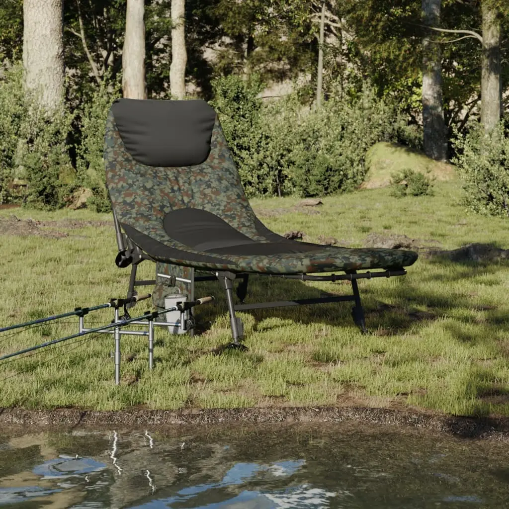 Lit de pêche avec pieds à boue réglables pliable camouflage vidaXL 4006423