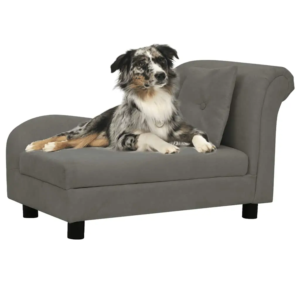Lit Canapé Chien Peluche avec Oreiller Soutien Nuque Maison Bleu 83×44 cm – ComfortXL Pet Living