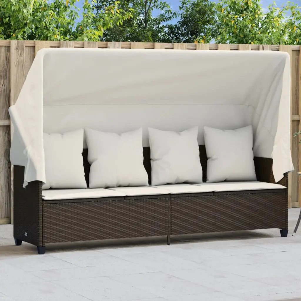 Lit de Jardin avec Toit et Dossier Inclinable Résine Marron – ComfortXL Outdoor Living