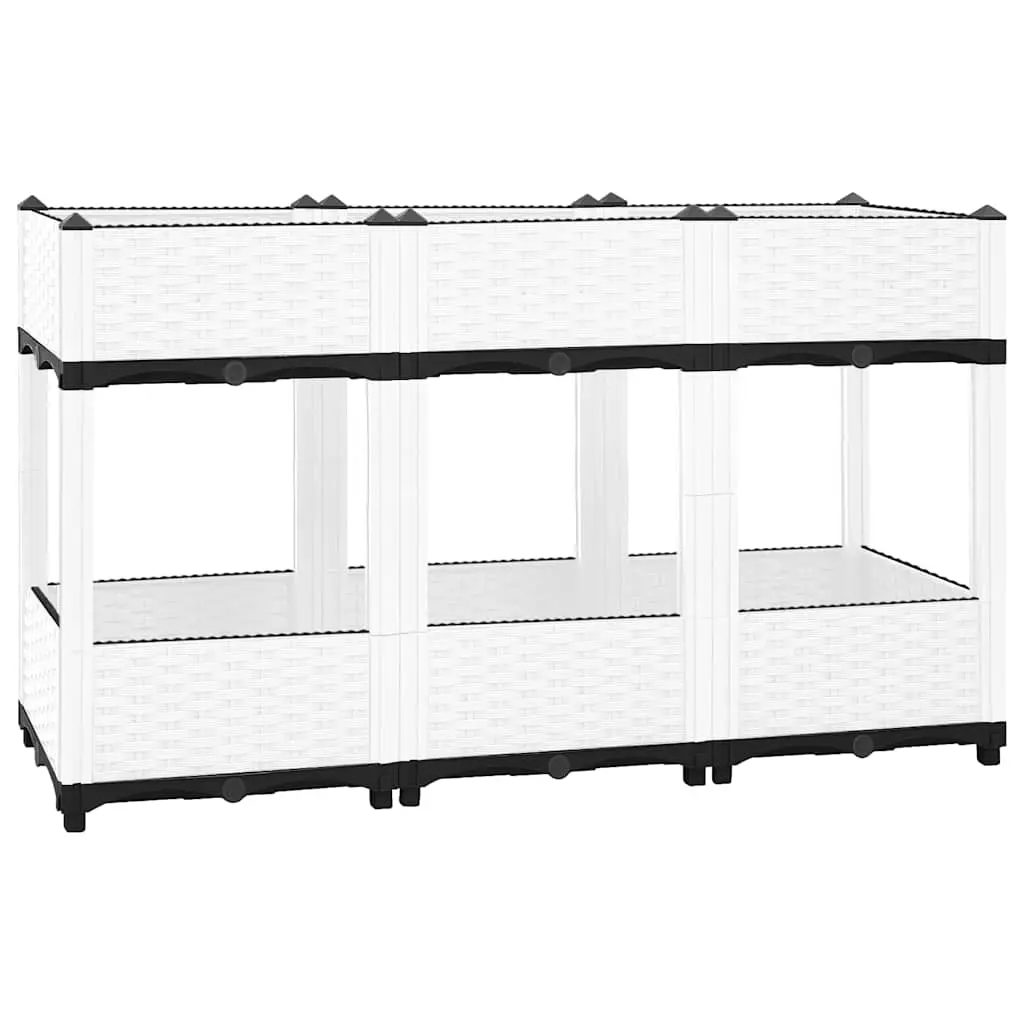 Lit de Jardin Surélevé Rectangulaire Polypropylène Blanc Aspect Rotin pour Culture Ergonomique Gris 120 cm – ComfortXL Outdoor Living