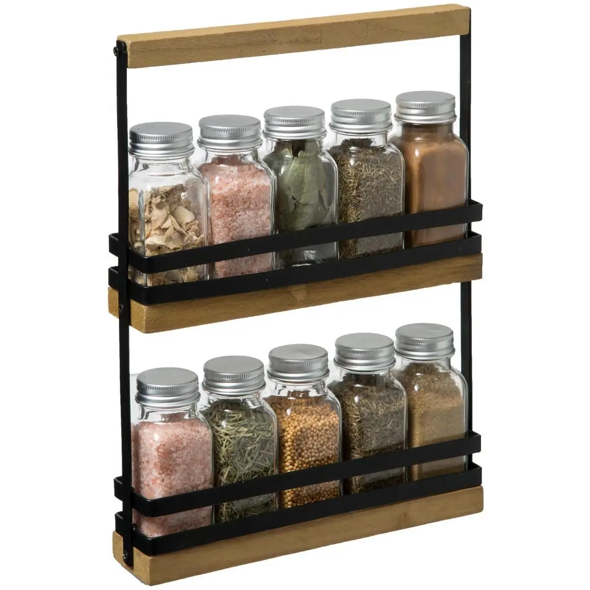 Lot de 10 Pots à Épices «Black Wood» 30cm Naturel