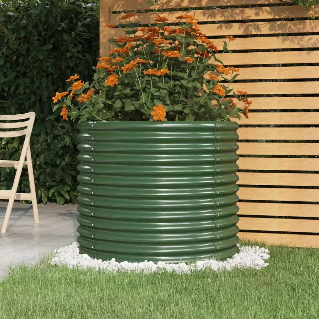 Jardinière surélevée ronde Acier galvanisé pour jardin balcon Vert 80×68 cm – ComfortXL Outdoor Living