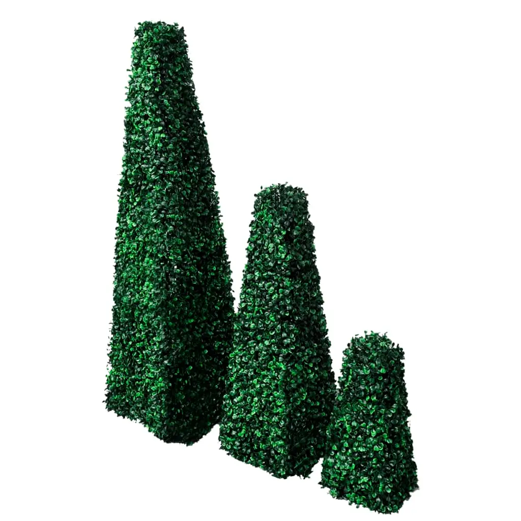 Lot 3 Buis Artificiels Pyramidaux Topiaire Intérieur Extérieur Décoration Jardin 3 Tailles – ComfortXL Outdoor Living