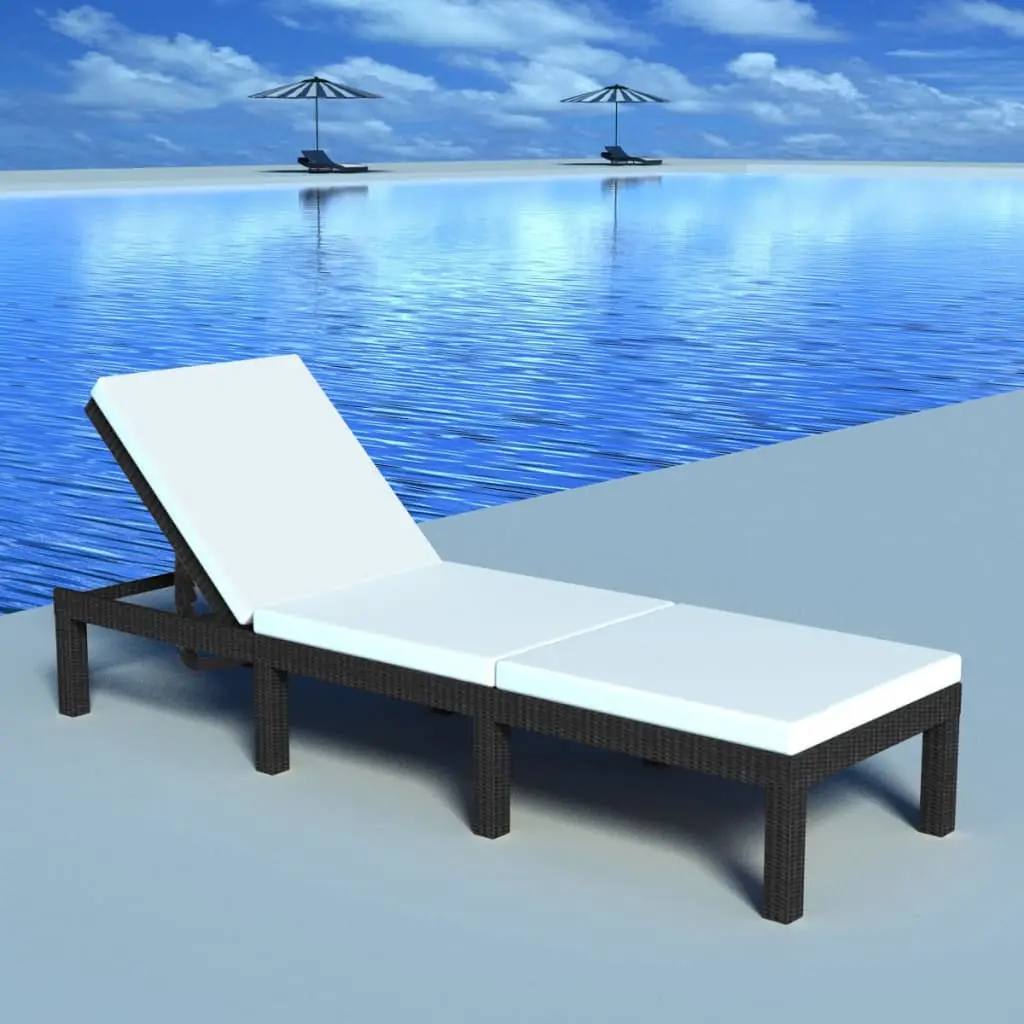 Lit de Plage Bas Rotin Synthétique Jardin Noir – ComfortXL Outdoor Living