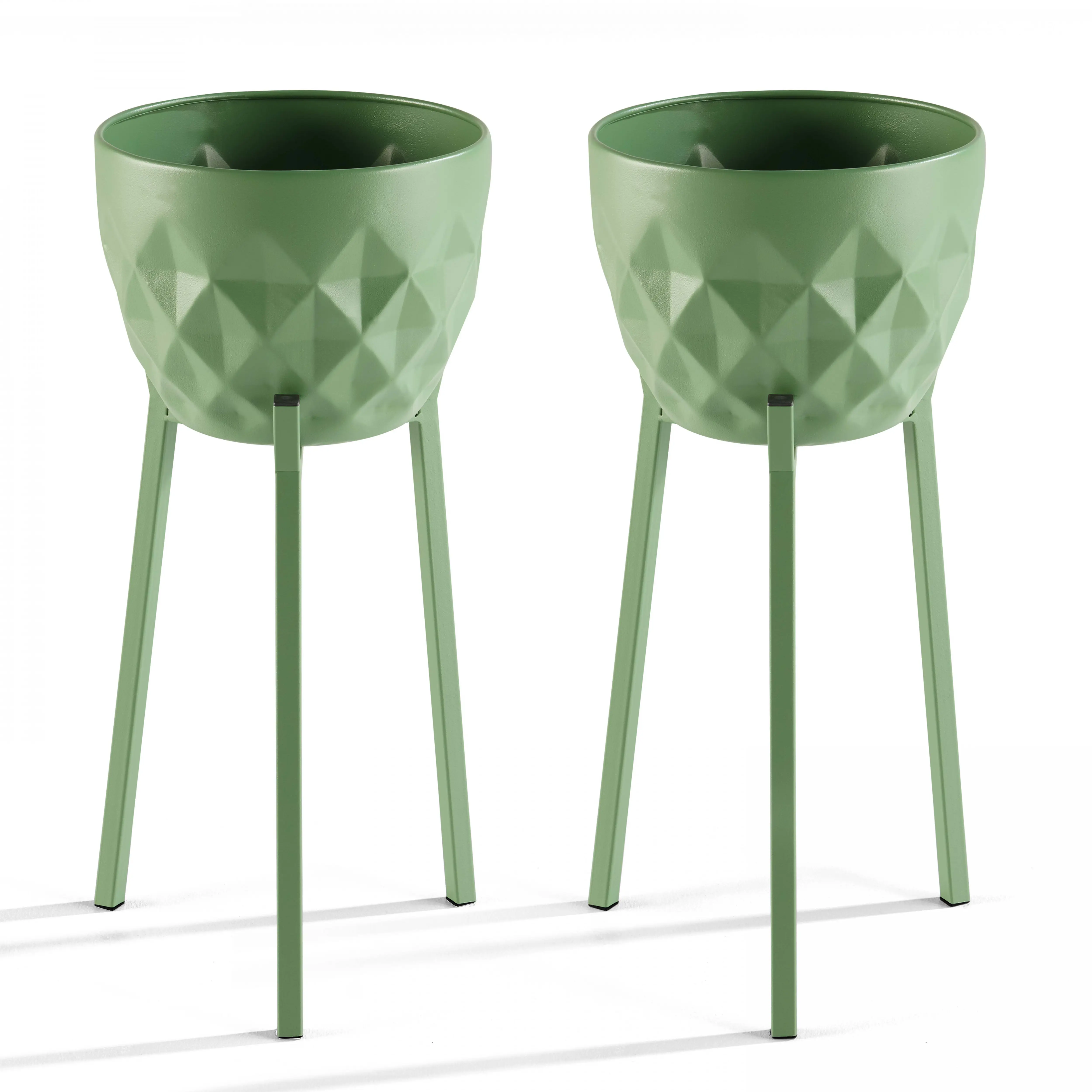 Lot de 2 caches pots en métal Vert Cactus Palavas – Oviala