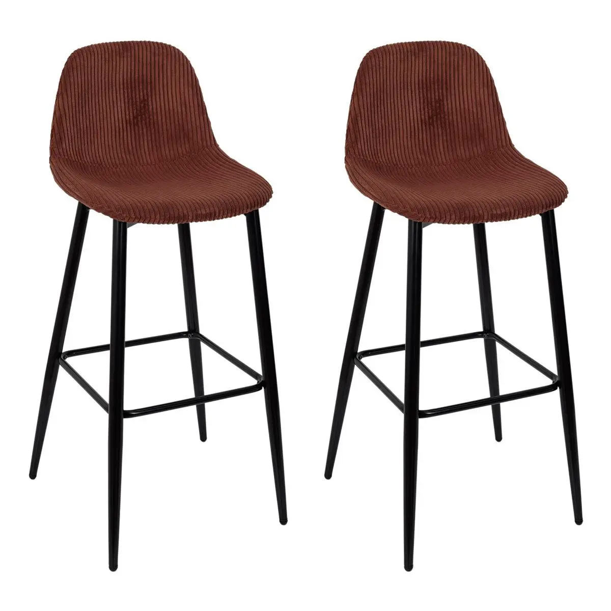 Lot de 2 Chaises de Bar Côtelé «Scott» 100cm Terracotta