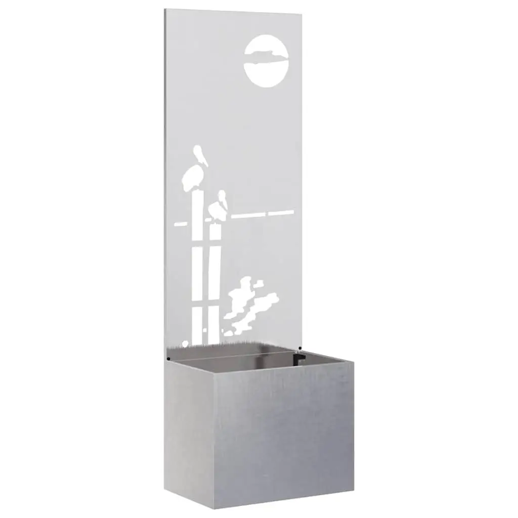 Jardinière – Pot De Fleurs – Bac à Fleurs avec Panneau Décoratif Argent 50 x 140 cm g1142