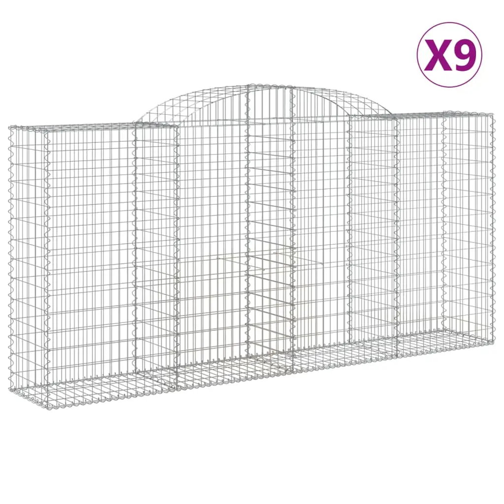 Lot 9 Murs Gabion Arqués Acier Galvanisé Jardin 300x50x140/160cm – ComfortXL Outdoor Living