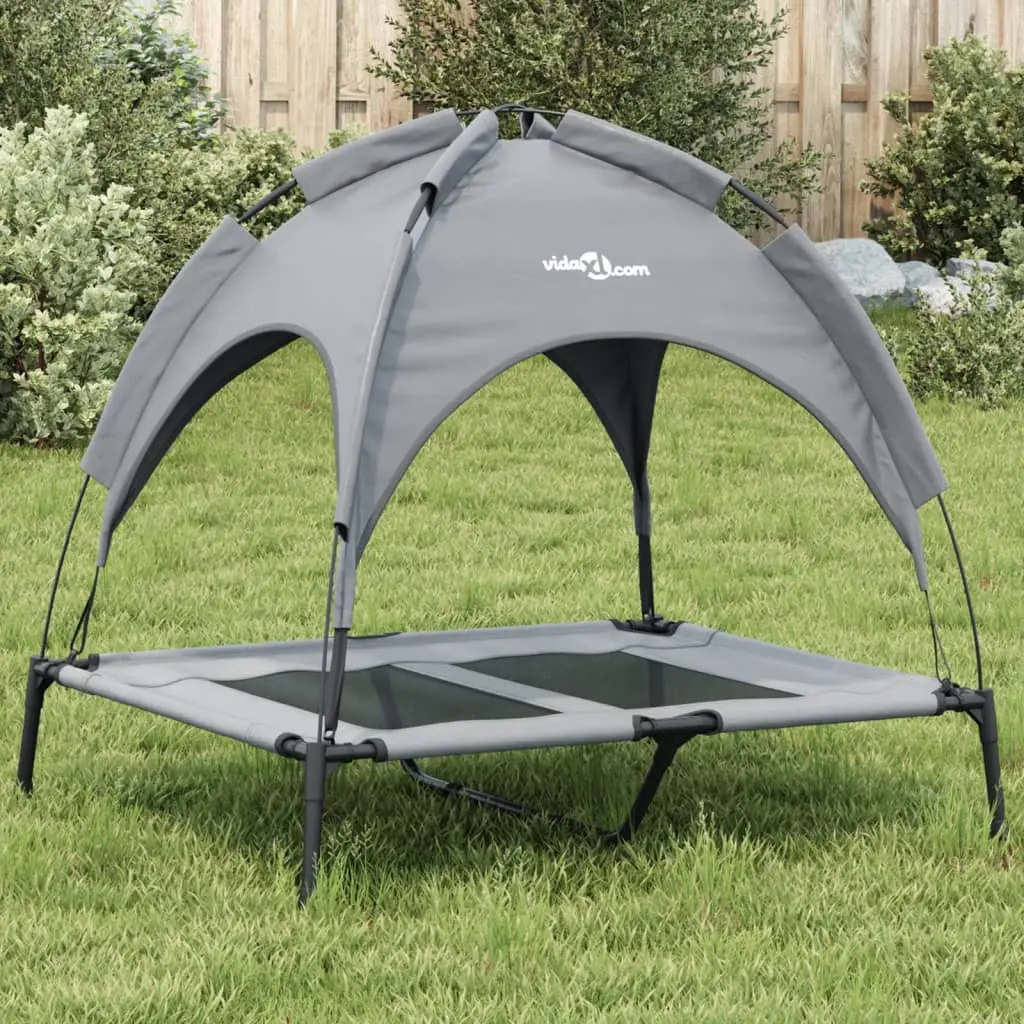 Lit pour chien avec auvent anthracite tissu Oxford et acier vidaXL 172594