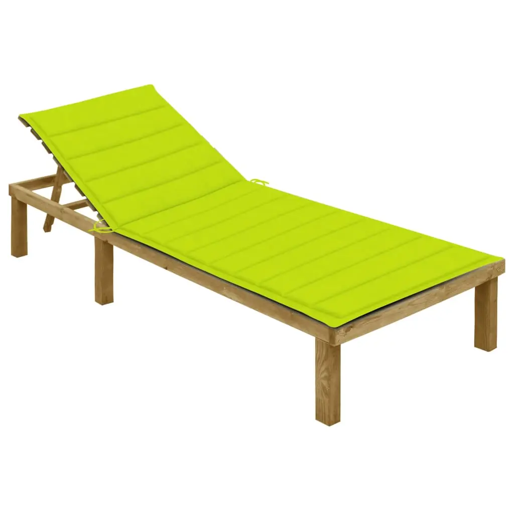Lit Jardin Pin Imprégné Réglable Coussin Vert Vif – ComfortXL Outdoor Living