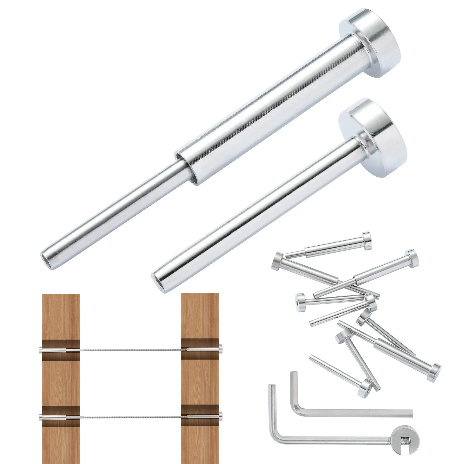 VEVOR Kit garde-corps câble invisible, lot 20, acier inox T316 1/8″, tendeur, pour poteau bois/métal.