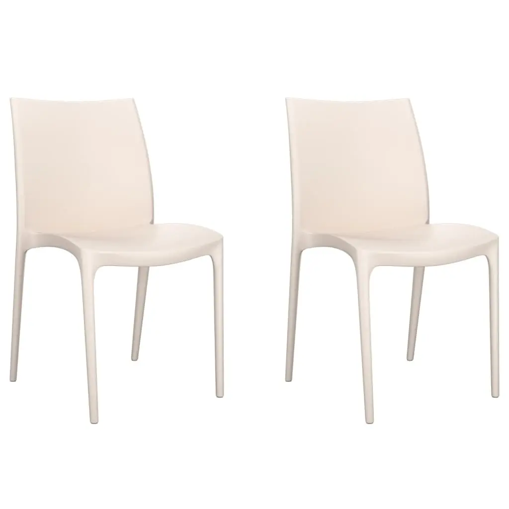Lot de 2 Chaises de jardin | Chaise d’extérieur crème 50x46x80 cm polypropylène