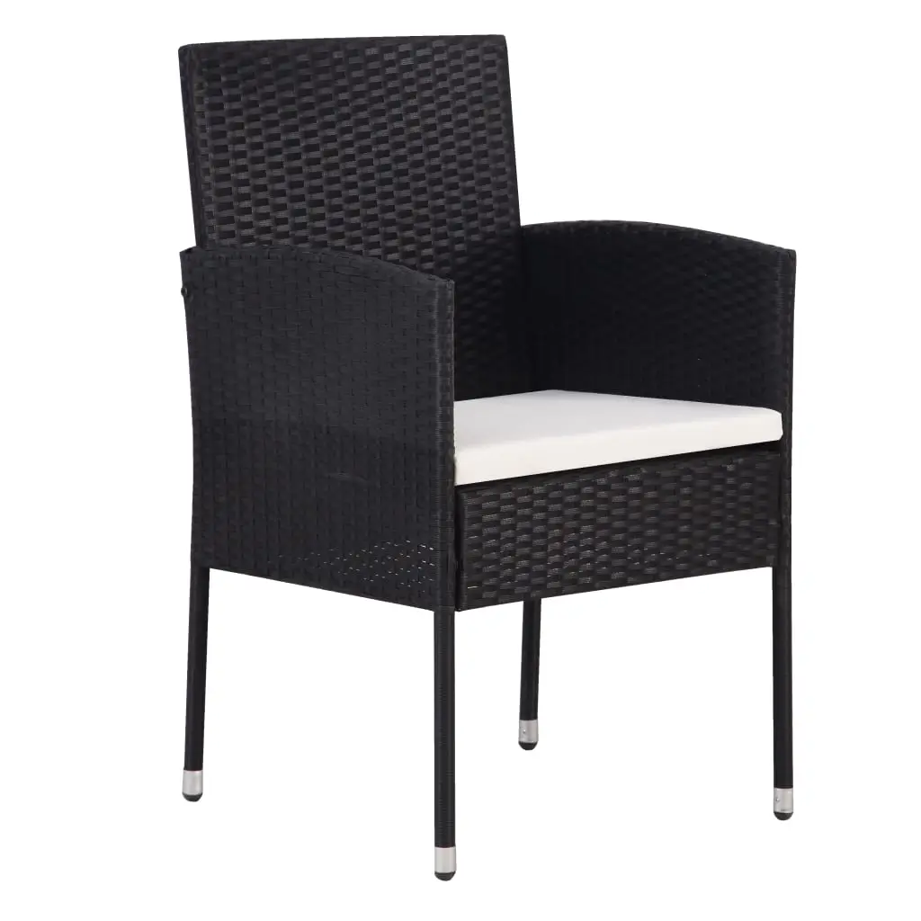 Lot de 2 Chaises de jardin | Chaise d’extérieur coussins blanc crème noir résine tressée