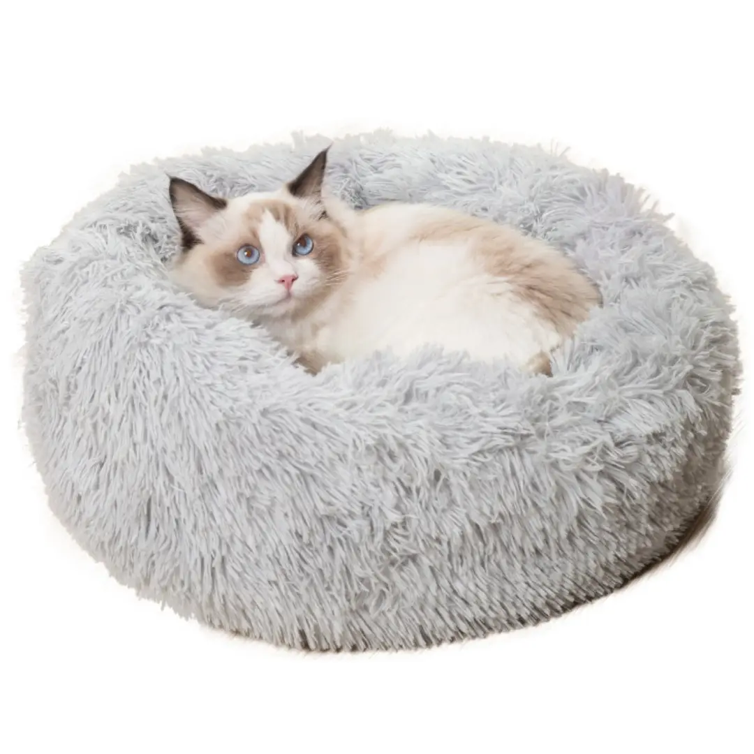 Lit pour chat en peluche,Gris clair MCBOSON