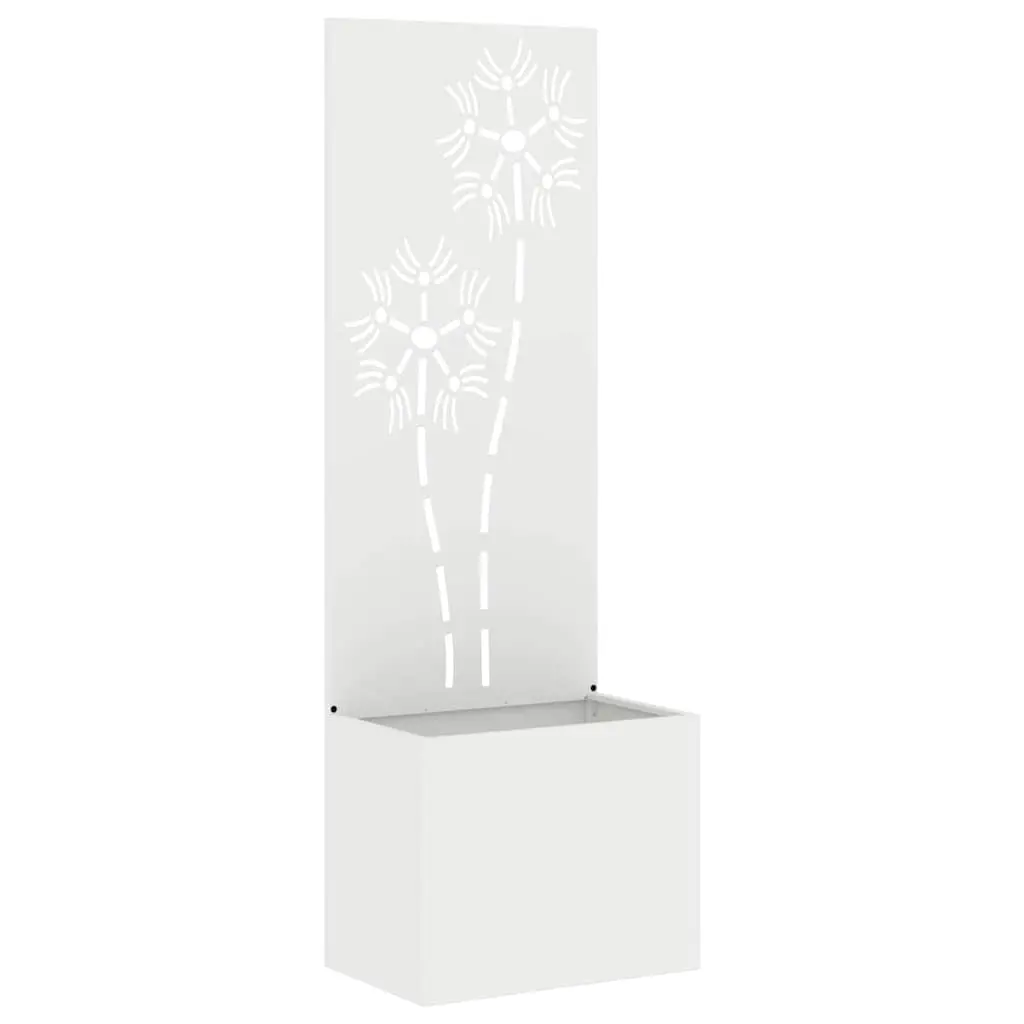 Jardinière – Pot De Fleurs – Bac à Fleurs avec Panneau Décoratif Blanc 50 x 140 cm g1158