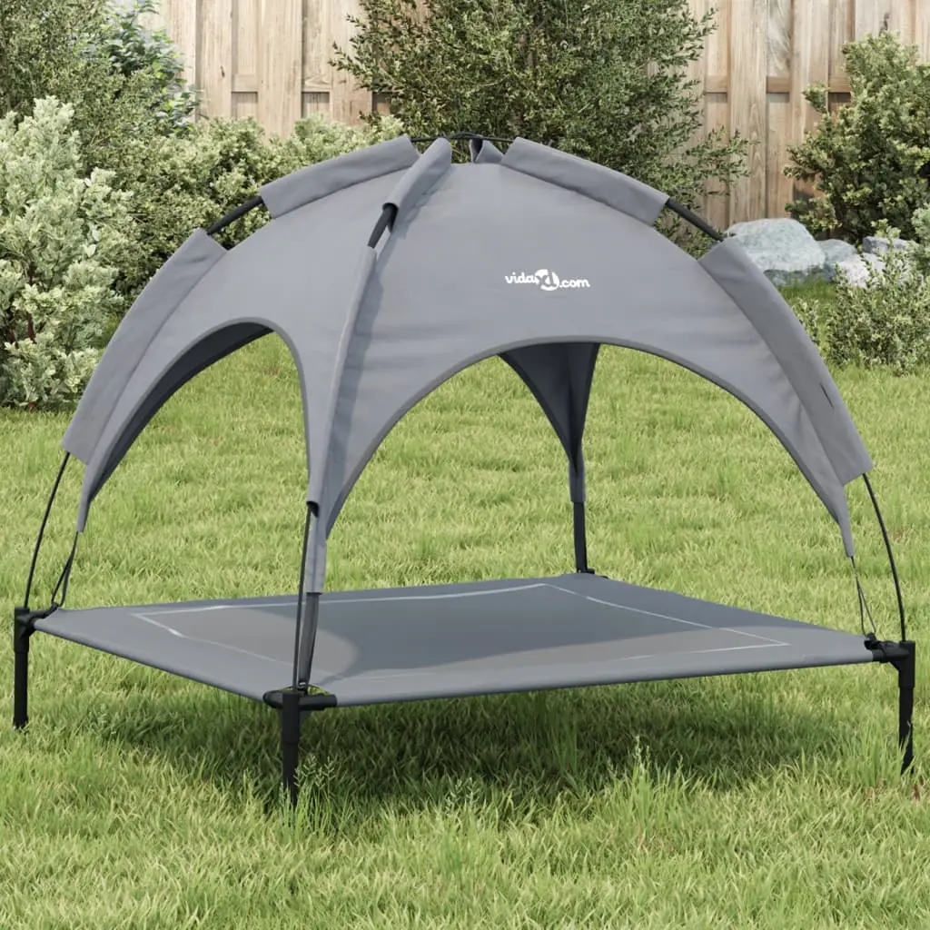 Lit pour chien avec auvent anthracite tissu Oxford et acier vidaXL 172598