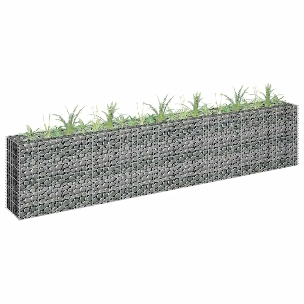 Lit surélevé à gabion Acier galvanisé argenté 270 x 30 x 60 cm – PANGIVO